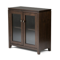 Simpli Home - Cosmopolitan Low Storage Cabinet - Mahogany Brown