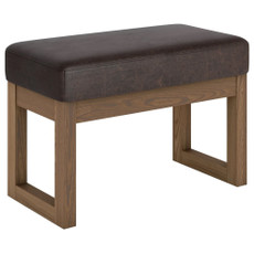 Simpli Home - Milltown Rectangular Contemporary Wood/Foam Bench Ottoman - Distressed Dark Brown