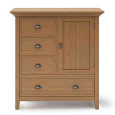 Simpli Home - Redmond SOLID WOOD 39 inch Wide Transitional Medium Storage Cabinet in - Light Golden Brown