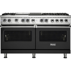 Viking - 5-Series Dual Fuel Self-Clean 60"W Sealed Burner Range - Cast Black