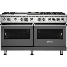 Viking - 5-Series Dual Fuel Self-Clean 60"W Sealed Burner Range - Damascus Gray