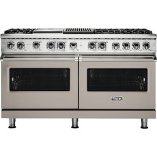 Viking - 5-Series Dual Fuel Self-Clean 60"W Sealed Burner Range - Pacific Gray