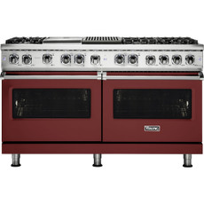 Viking - 5-Series Dual Fuel Self-Clean 60"W Sealed Burner Range - Reduction Red