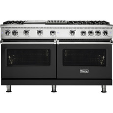 Viking - Professional 5 Series 8 Cu. Ft.  Freestanding Double Oven LP Gas Convection Range - Cast Black