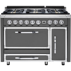 Viking - Tuscany 6.2 Cu. Ft. Freestanding Double Oven Dual Fuel True Convection Range - Damascus Gray