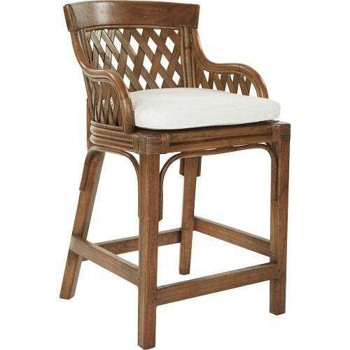 OSP Home Furnishings - Plantation Wood Counter Stool - Brown Rattan