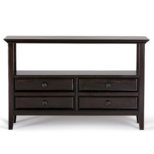 Simpli Home - Amherst Rectangular Pine Wood 2-Drawer Console Table - Dark American-Brown