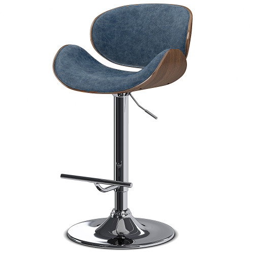 Simpli Home - Marana Bentwood Adjustable Swivel Bar Stool - Distressed Blue