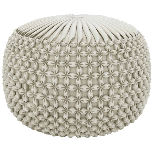 Simpli Home - Renee Round Transitional Velvet/Cotton Pouf - Cream