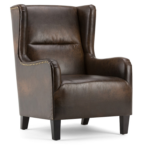 Simpli Home - Taylor Wingback Chair - Distressed Brown