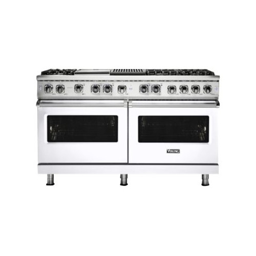 Viking - 5-Series Dual Fuel Self-Clean 60"W Sealed Burner Range - White