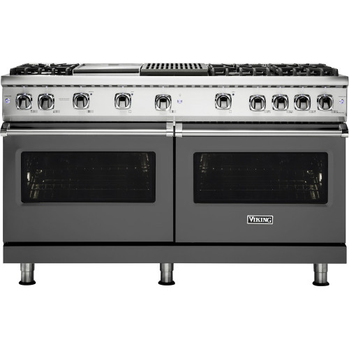 Viking - Professional 5 Series 8 Cu. Ft.  Freestanding Double Oven LP Gas Convection Range - Damascus Gray