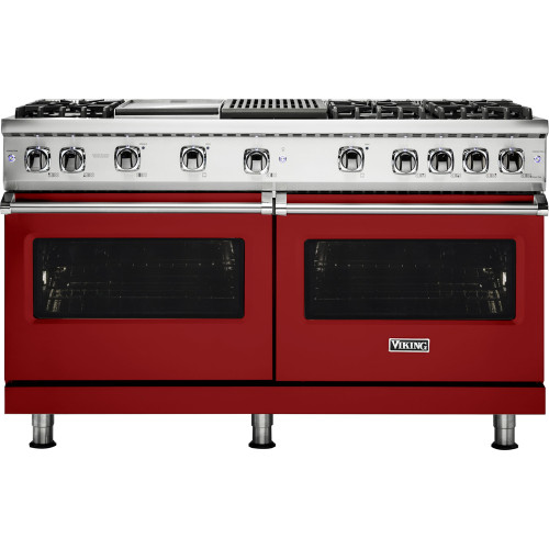 Viking - Professional 5 Series 8 Cu. Ft. Freestanding Double Oven LP Gas Convection Range - Reduction Red