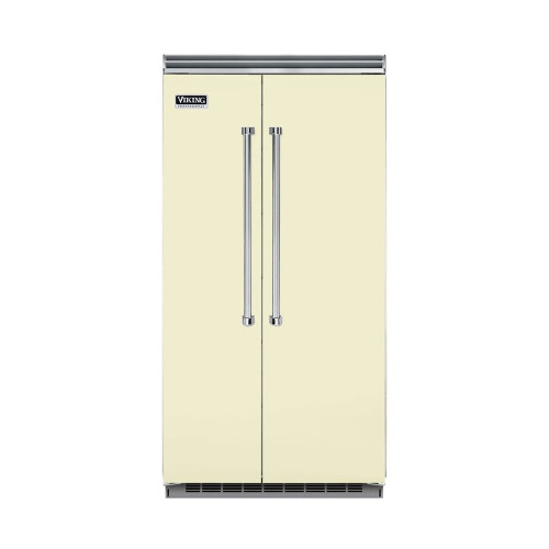 Viking - Professional 5 Series Quiet Cool 25.3 Cu. Ft. Side-by-Side Built-In Refrigerator - Vanilla Cream