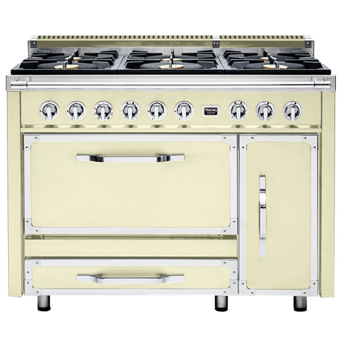 Viking - Tuscany 6.2 Cu. Ft. Freestanding Double Oven Dual Fuel True Convection Range - Vanilla Cream