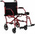 Medline - Ultralight Transport Wheelchair with 19" Seat, Folding Transport Chair with Permanent Desk-Length Arms - Red
