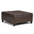 Simpli Home - Harrison 36 inch Wide Transitional Square Coffee Table Storage Ottoman in Faux Leather - Chocolate Brown