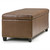 Simpli Home - Kingsley Rectangular Bonded Leather Bench Ottoman With Inner Storage - Burnt Umber Tan