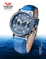 Vostok-Europe undine blauw dames chronograaf horloge vk64/515a526