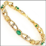 Ladies' Emerald, Citrine and Diamond Bracelet on Gold