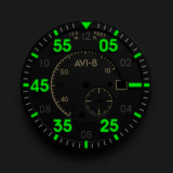 Avi-8 spitfire type 300 automatisk klokke midnatt krom av-4073-33