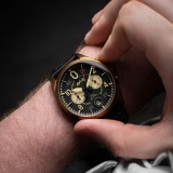 Avi-8 spitfire lock chronograaf horloge void zwart av-4089-07