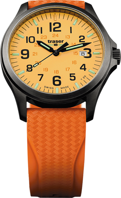 traser P67 Officer Pro GunMetal Orange Swiss-Made Tritium Watch 107423