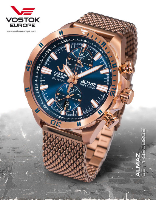 Vostok-Europe Almaz Chronograph Mesh Bracelet 6S11/320B262B