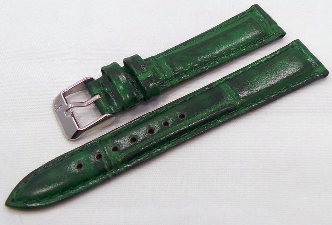 Poljot leren band 18 mm groen-pol.18.lsg