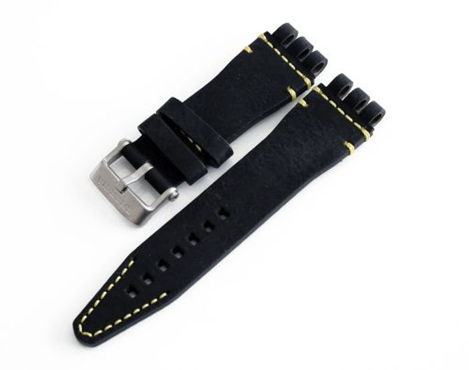 Vostok Europe Energia-2  Leather Strap 26mm Black with Yellow Stitching