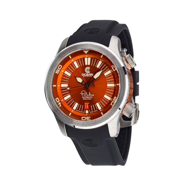 Ocean Crawler Paladino WaveMaker Orange-Black Automatic watch 3-strap kit 