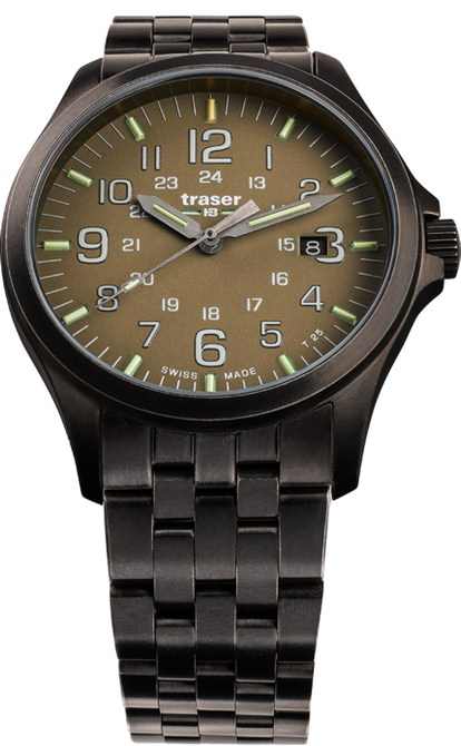 traser P67 Officer Pro GunMetal Khaki Reloj de tritio de fabricación suiza 108738