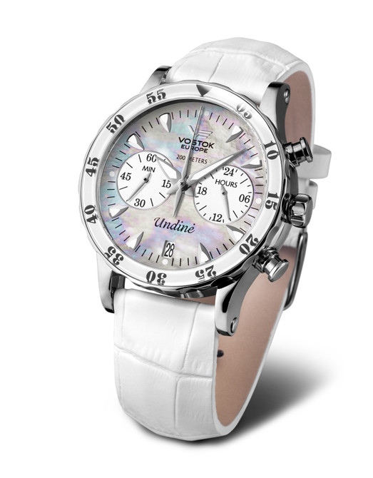 Vostok-Europe Undine White Ladies Chronograph Watch VK64/515A671
