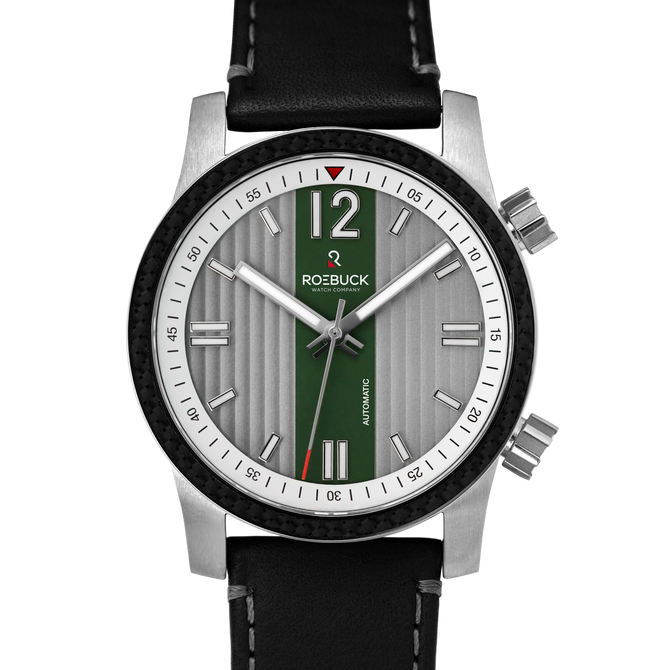 Roebuck Diviso groen/grijs automatisch horloge op leer 