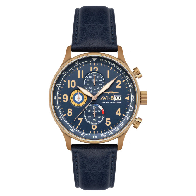 Avi-8 Hawker orkaan klassieke chronograaf regentblauw av-4011-0q