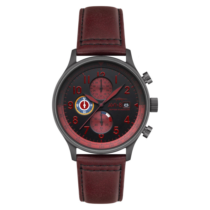 AVI-8 Hawker Hurricane Classic Chronograph Watch Blood Red AV-4011-0S