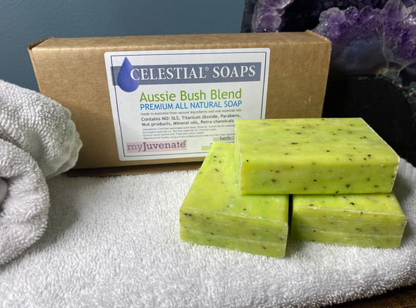 CELESTIAL® AUSSIE BUSH BLEND SCRUB PREMIUM QUALITY SOAP BARS Set of 3 Box