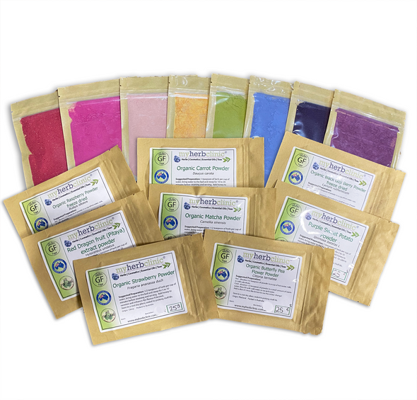 MY HERB CLINIC ® RAINBOW SAMPLER PACK - FRUIT & HERB POWDERS - NATURAL COLOUR & FLAVOUR