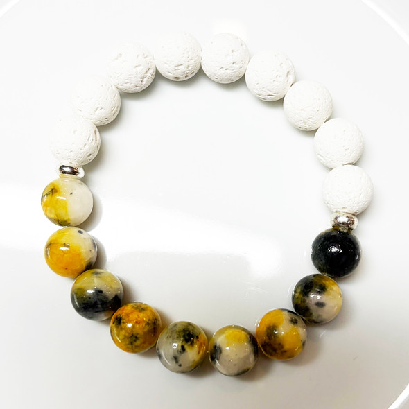MiaLava Marigold Jade aromatherapy diffuser bracelet with lava stone beads