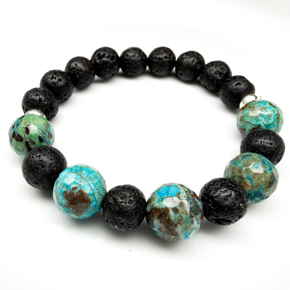 MiaLava Ocean Storm Jasper aromatherapy diffuser bracelet with lava stone beads