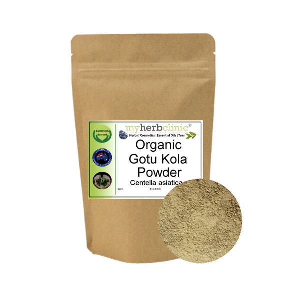 MY HERB CLINIC ® GOTU KOLA ORGANIC POWDER - CIRCULATION MIND MEMORY FOCUS BRAHMI