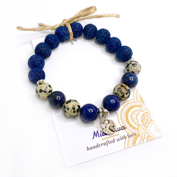 MiaLava | DIFFUSER BRACELET I AM POSITIVE WITH SILVER HEART CHARM