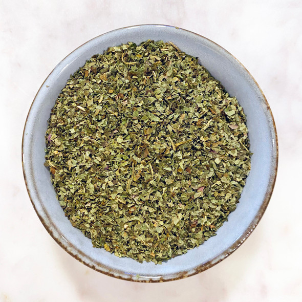 MY HERB CLINIC organic Lemon Balm Tea displayed in a bowl