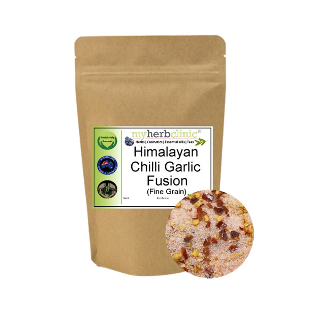 MY HERB CLINIC ®  HIMALAYAN CHILLI GARLIC GOURMET COURSE GRAIN SALT FUSION - AMAZING FLAVOR - SOLAR DRIED SALT