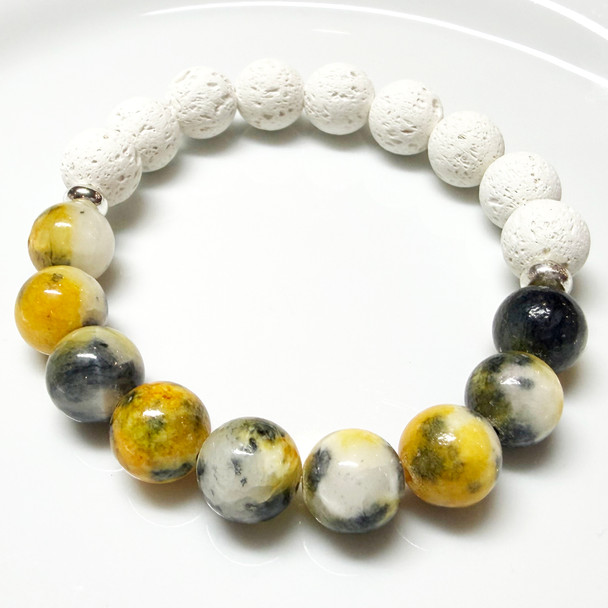 MiaLava Marigold Jade aromatherapy diffuser bracelet with lava stone beads
