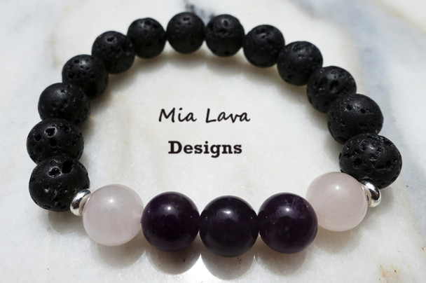 MiaLava | CRYSTAL AROMATHERAPY DIFFUSER BRACELET ENDLESS LOVE - AMETHYST ROSE QUARTZ MiaLava | CRYSTAL AROMATHERAPY DIFFUSER BRACELET ENDLESS LOVE - AMETHYST ROSE QUARTZ