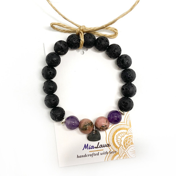 MiaLava | CRYSTAL AROMATHERAPY DIFFUSER BRACELET LOVE IS FOREVER WITH HEART CHARM