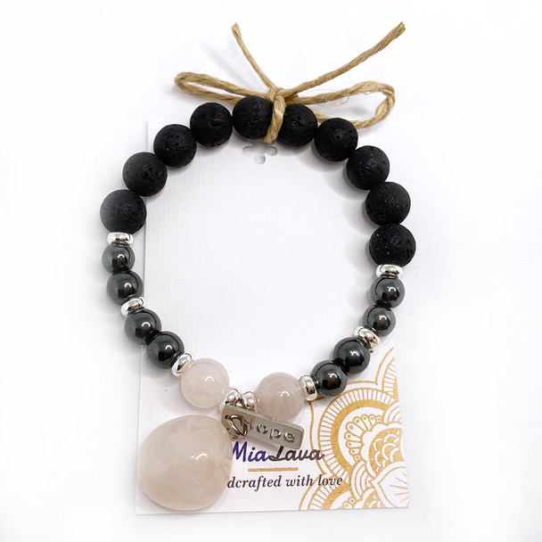 MiaLava | CRYSTAL AROMATHERAPY DIFFUSER BRACELET HOPE WITH SILVER CHARM