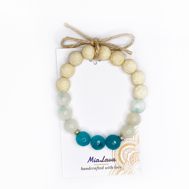 MiaLava | CRYSTAL AROMATHERAPY DIFFUSER BRACELET BEACH VIBES -JADE - LIGHT & REFRESHING