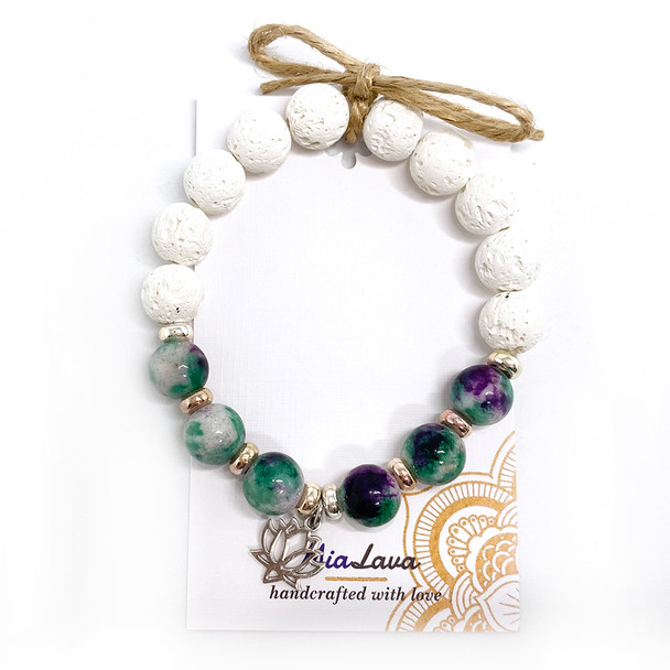 MiaLava | CRYSTAL AROMATHERAPY DIFFUSER BRACELET - PURITY LOTUS -JADE 